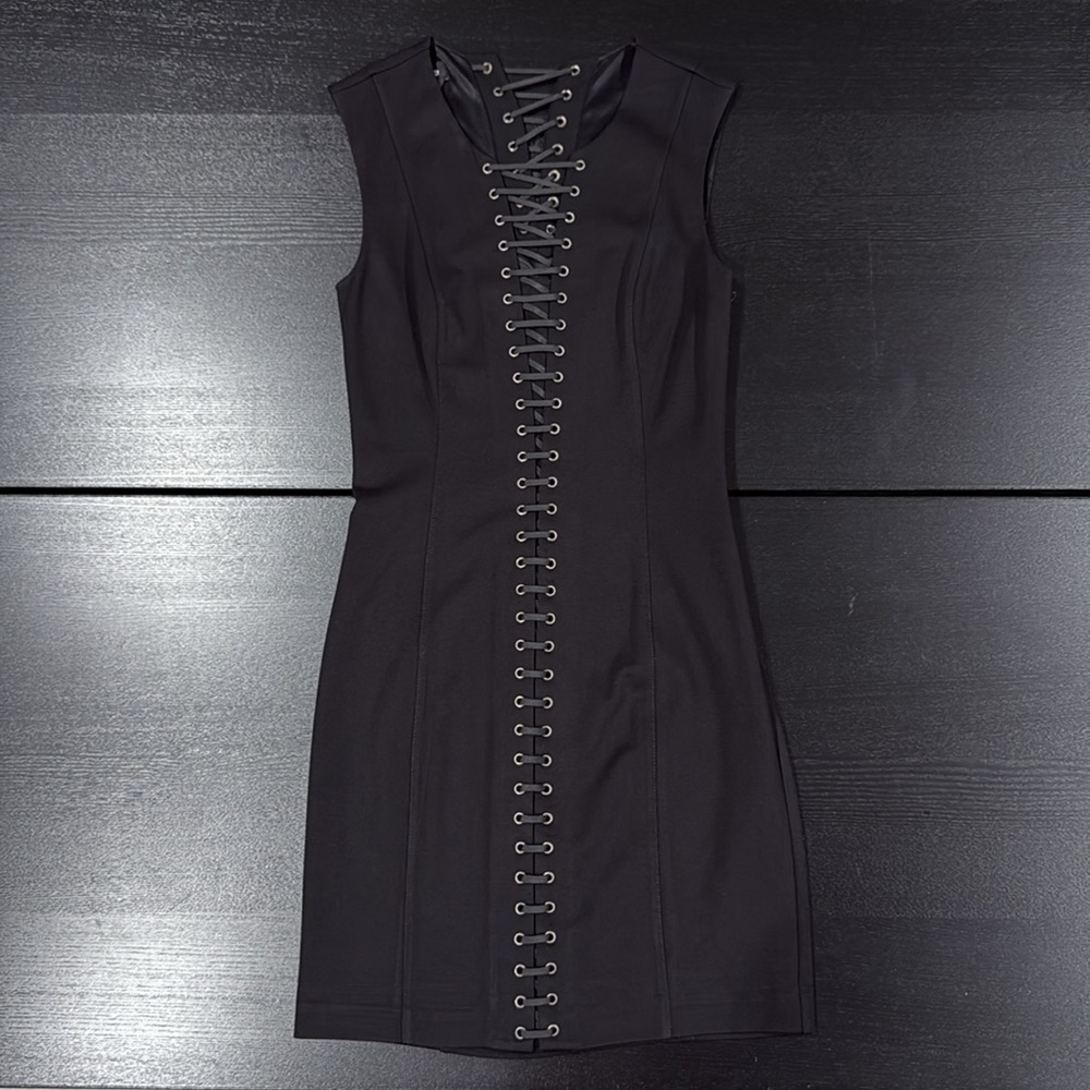Bebe Black Lace-Up Mini Dress - XS